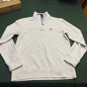 Chaps Light Gray Zip-Up Sweater